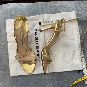 Manolo Blahnik Gold Heels  3 1/2 inches